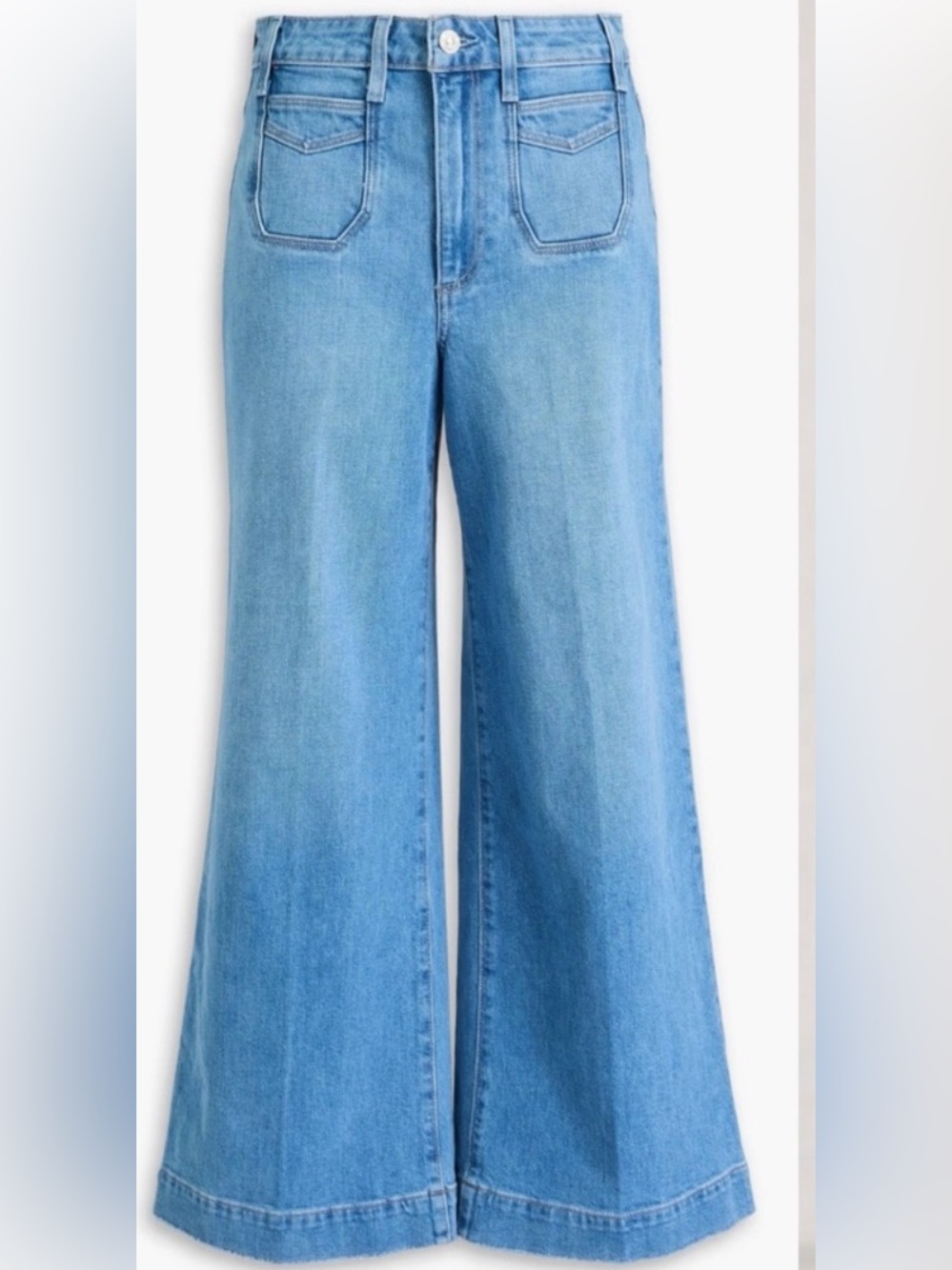 PAIGE  Harper Ankle High-Rise Wide Leg Jeans in Medium Blue